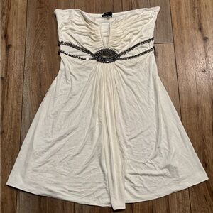 Vintage Y2K Sky Strapless Top/Tunic/Mini Dress w/Rhinestone Embellishments Ivory
